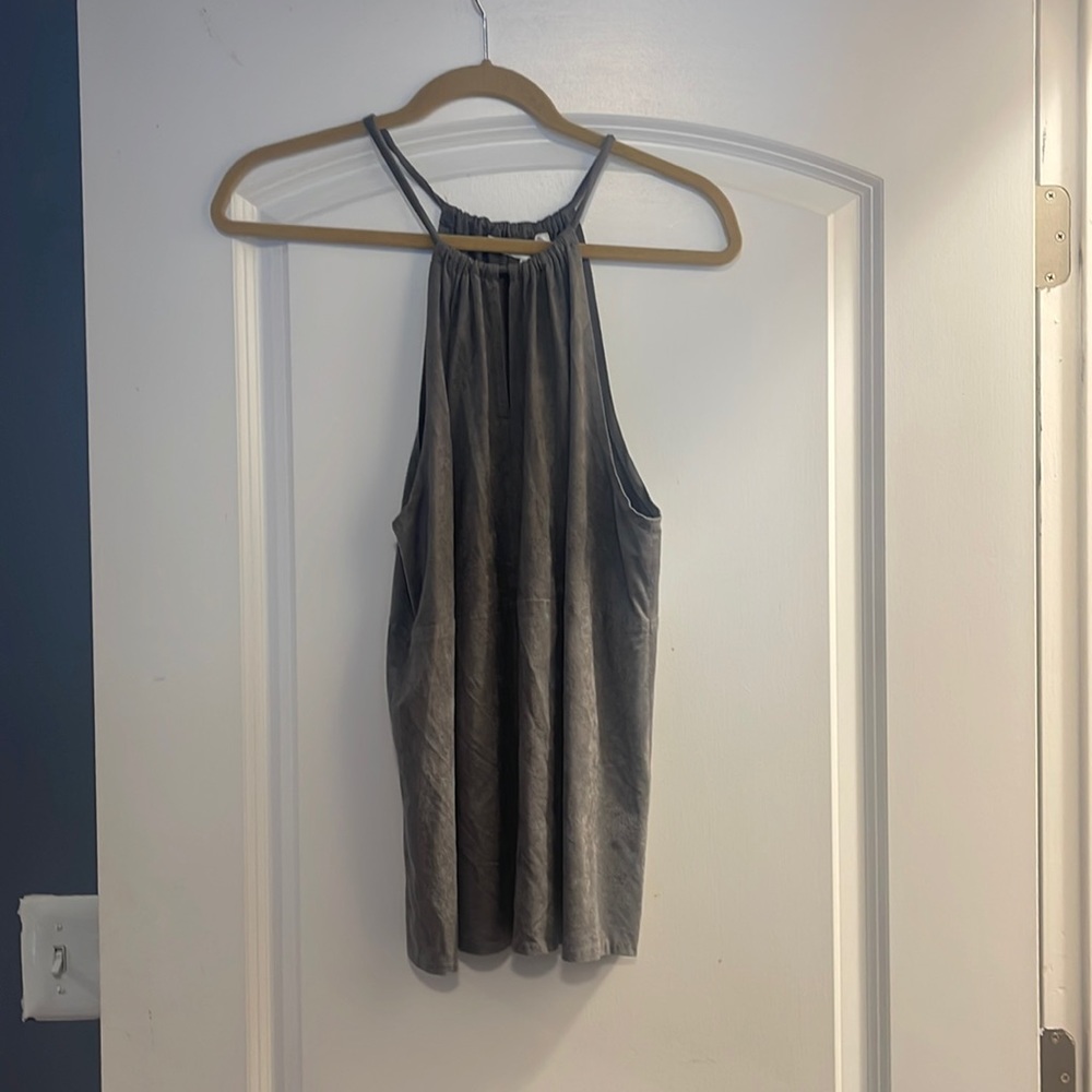 Max studio, large, gray suede like tank blouse